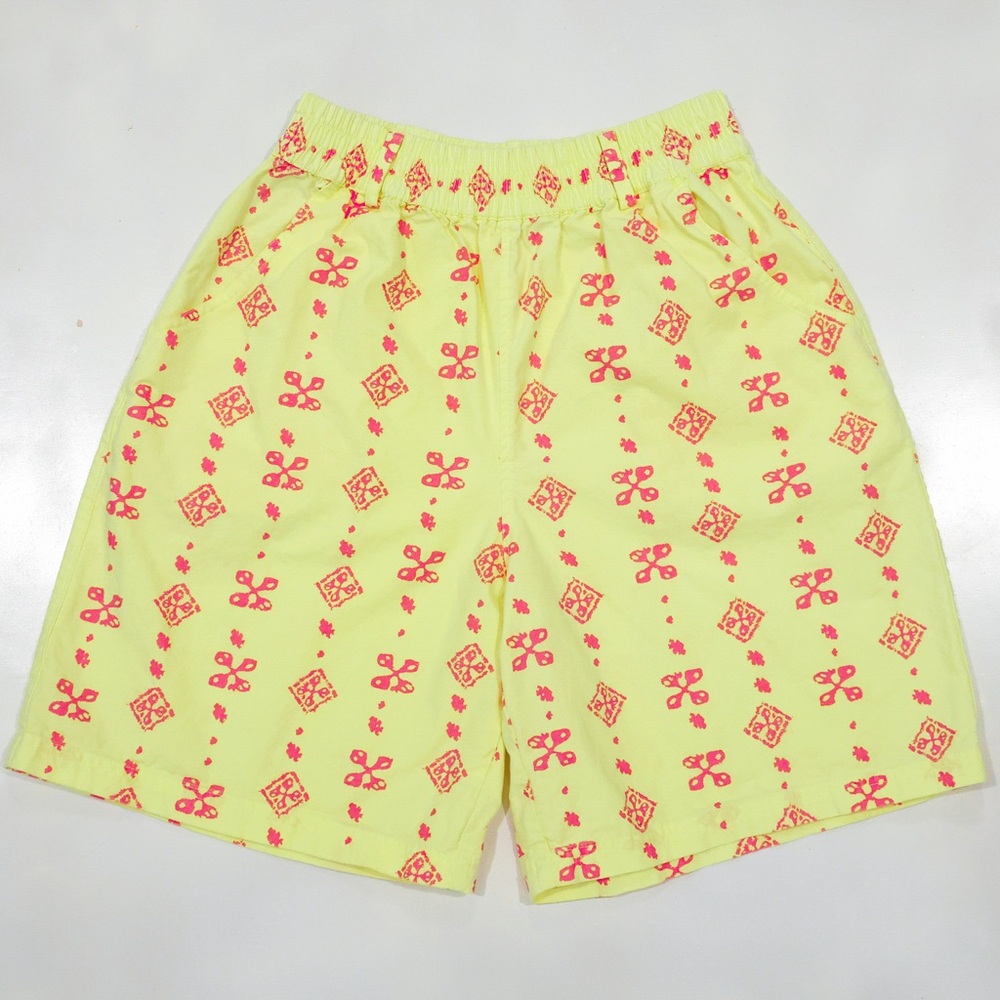 Beach Boulevard Vtg 90s Neon Yellow Shorts Surf Muscle Beach Baggy Size Small